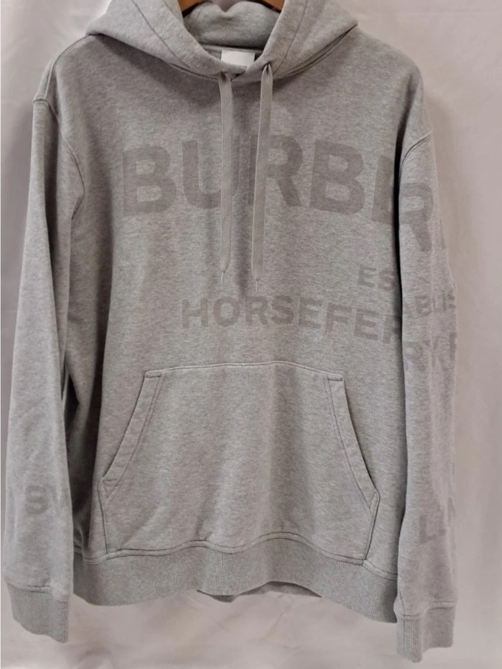Burberry Grey Tonal Logo Hoodie
